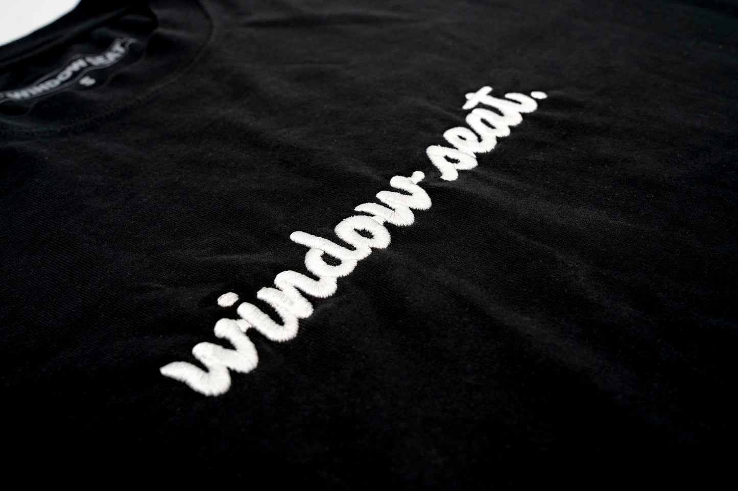 Handcut Script Tee - Embroidered Black