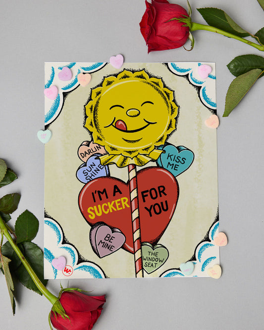 8x10 Valentine's Day Card - Sucker 4 U