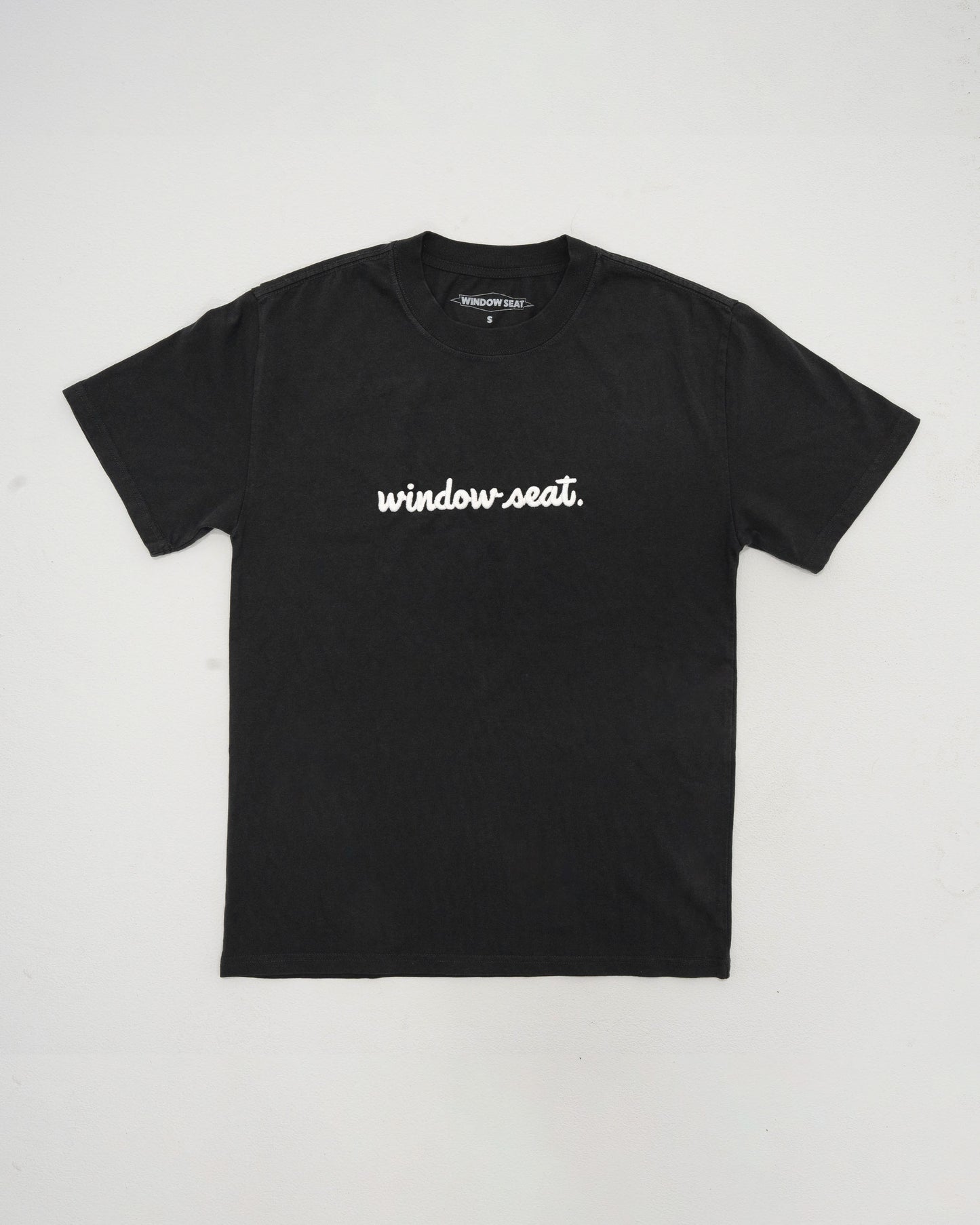 Handcut Script Tee - Embroidered Black