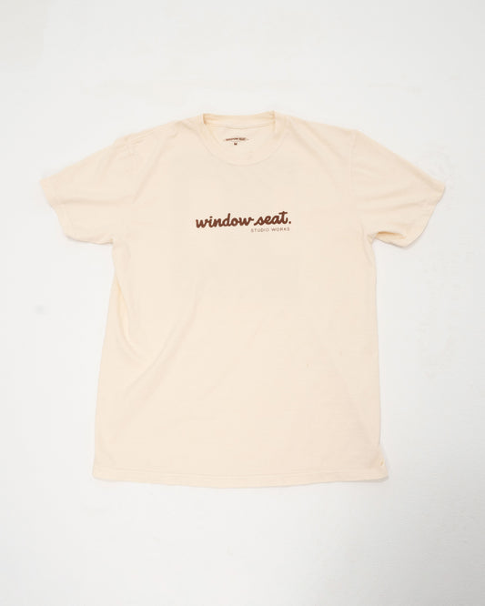 Perched Script Tee - Cream / Brown